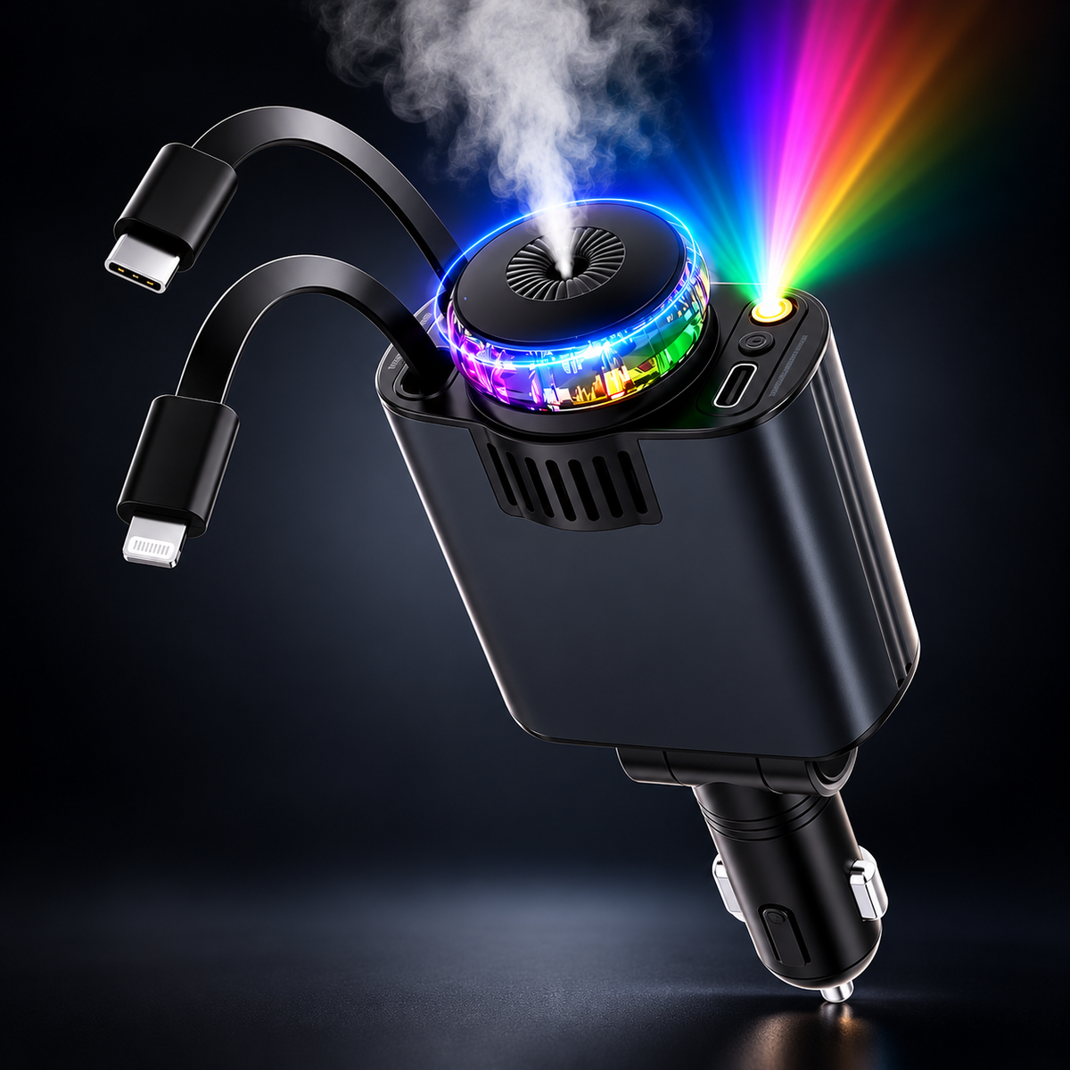 AromaDrive 5 en 1 — Aroma, luz y energía en un solo dispositivo.