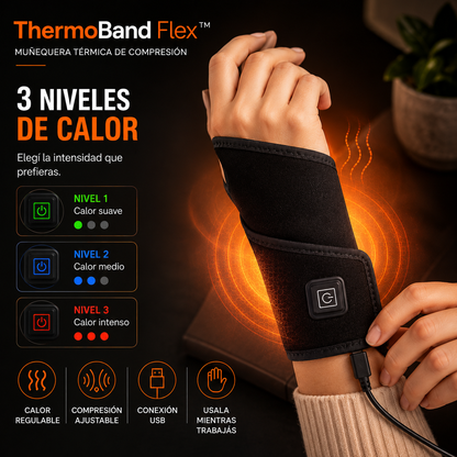 ThermoBand Flex™⭐⭐⭐⭐⭐- Muñequera Térmica de Compresión