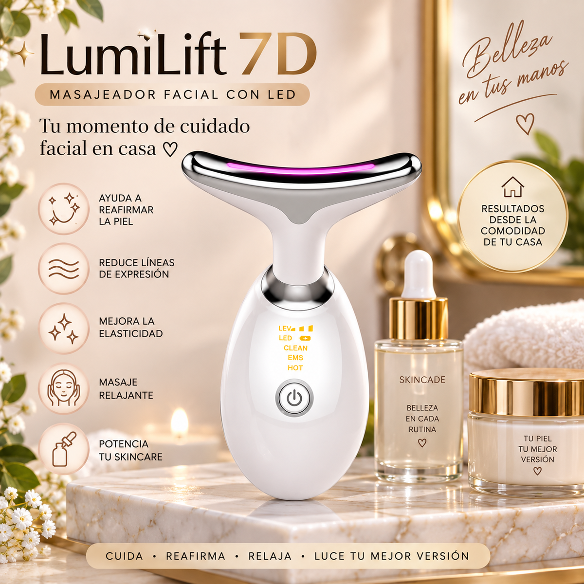 ✨ Lifting Facial LED 7 en 1 – Reafirma, Tonifica y Rejuvenece tu Piel ✨