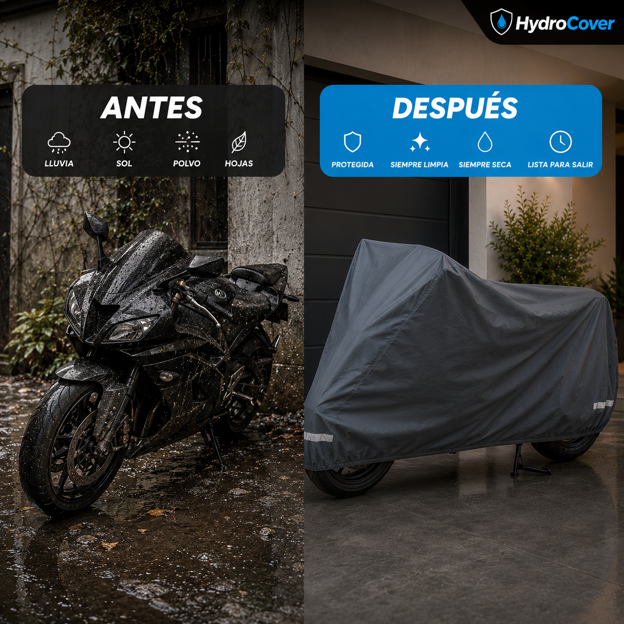 HydroCover Moto ⭐⭐⭐⭐⭐- La funda 100% impermeable que tu moto necesita.