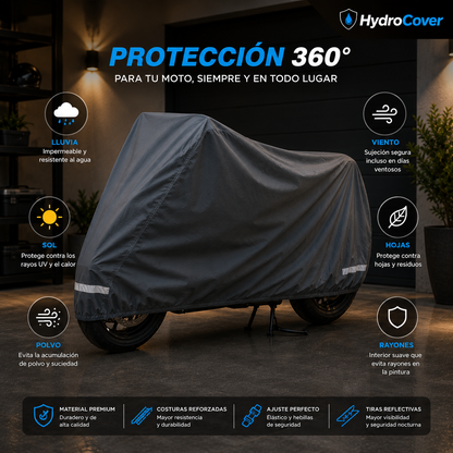 HydroCover Moto ⭐⭐⭐⭐⭐- La funda 100% impermeable que tu moto necesita.