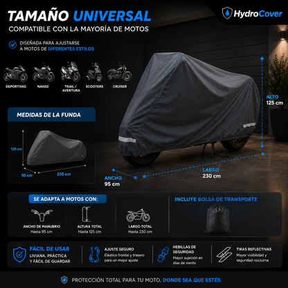HydroCover Moto ⭐⭐⭐⭐⭐- La funda 100% impermeable que tu moto necesita.