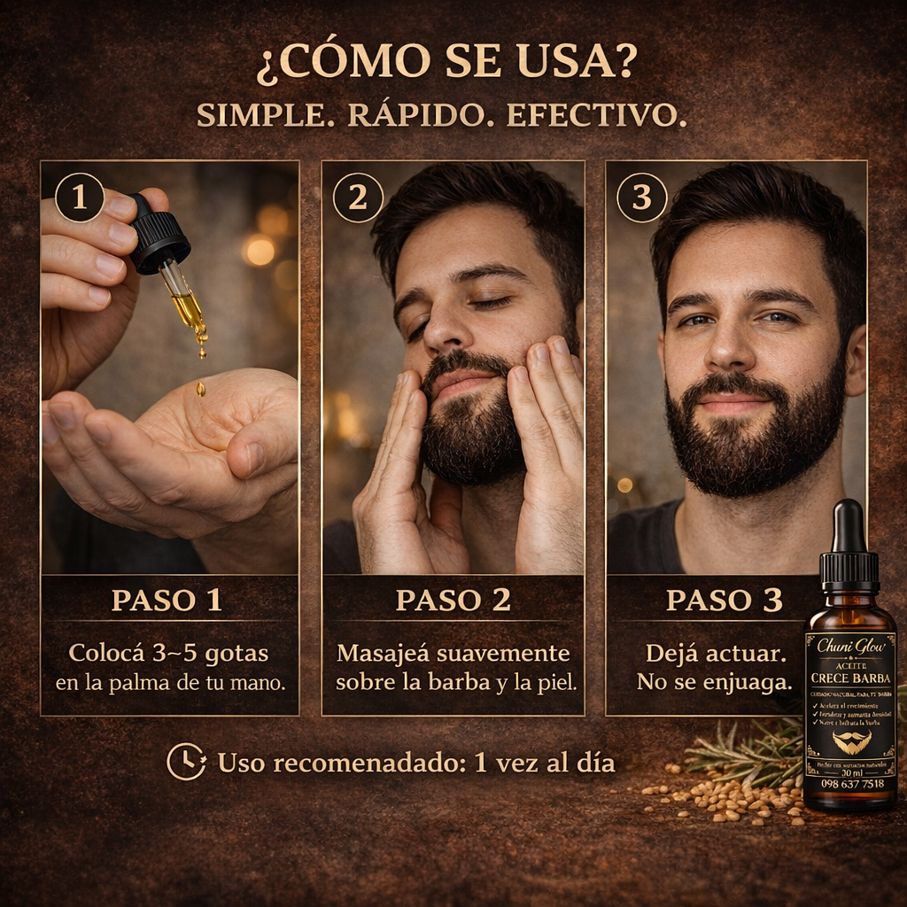 🔥 CHUNI GLOW – ACEITE CRECE BARBA 🔥2X1 POR ESTE MES